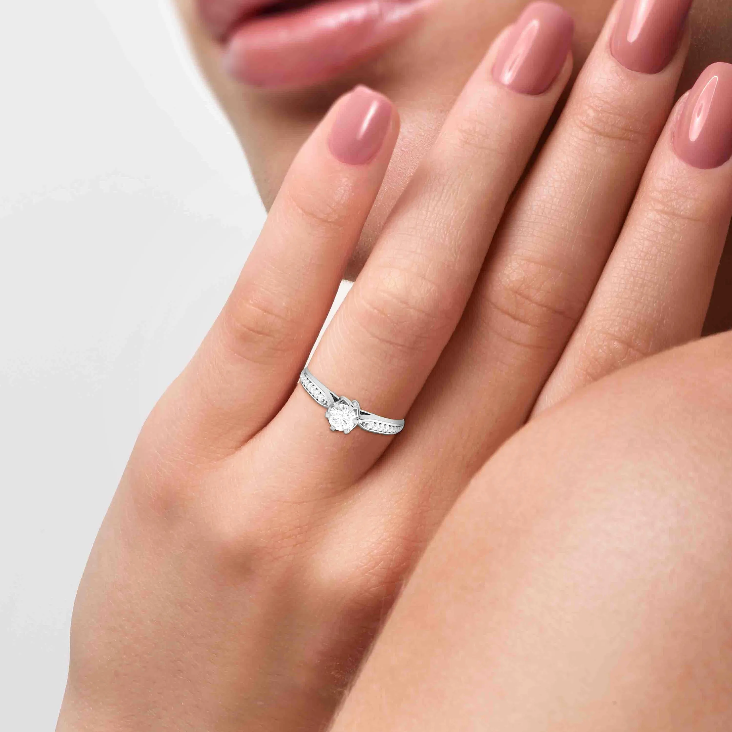 0.20cts. Solitaire 6 Prong Diamond Shank Ring for Women JL PT R-50