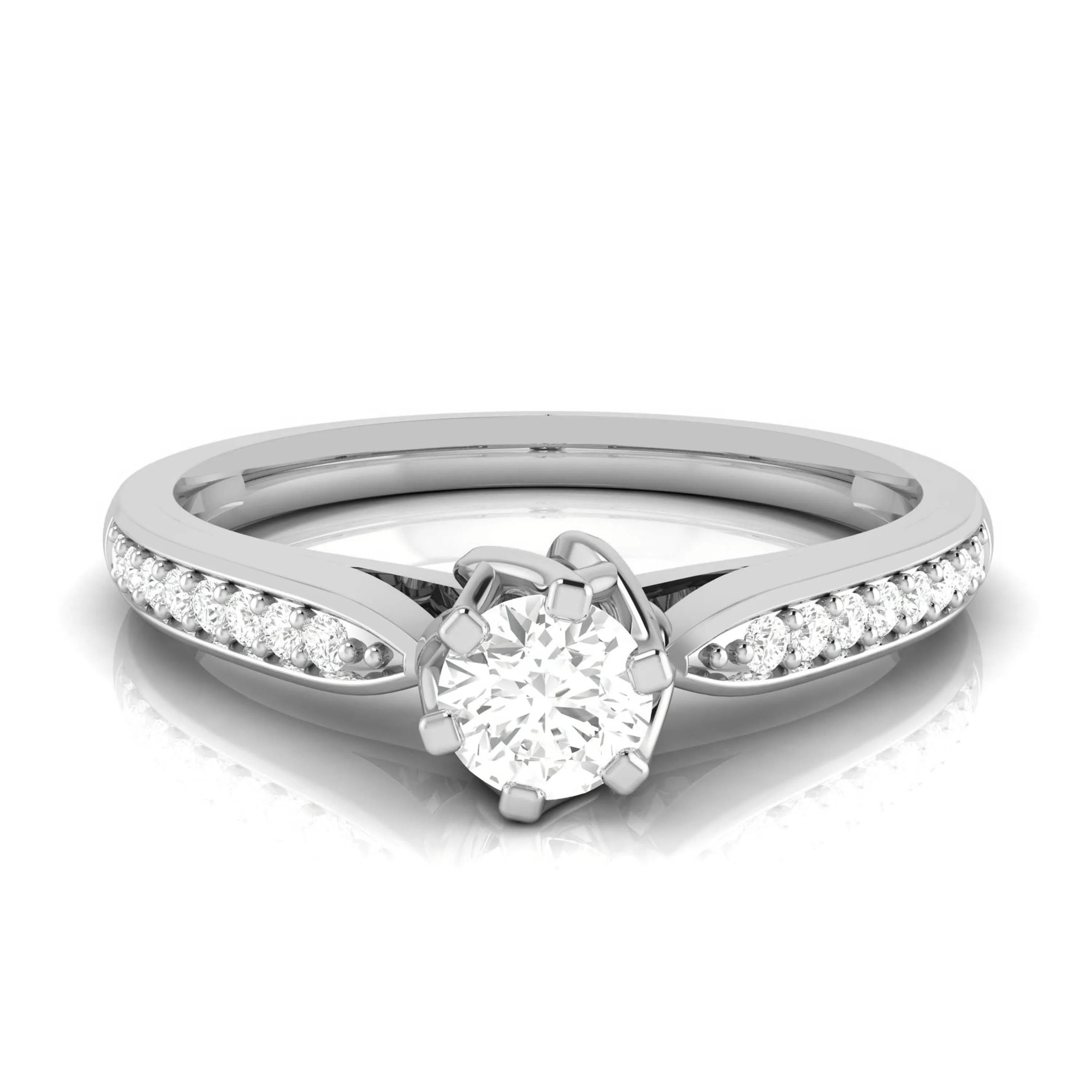 0.20cts. Solitaire 6 Prong Diamond Shank Ring for Women JL PT R-50