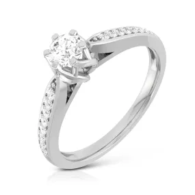 0.20cts. Solitaire 6 Prong Diamond Shank Ring for Women JL PT R-50