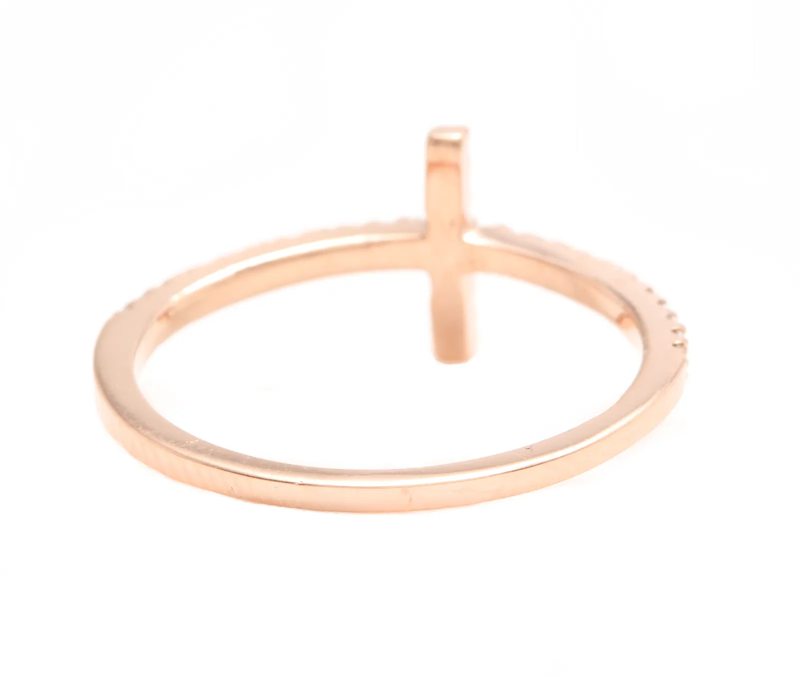 0.25ct Natural Diamond 14k Solid Rose Gold Cross Ring