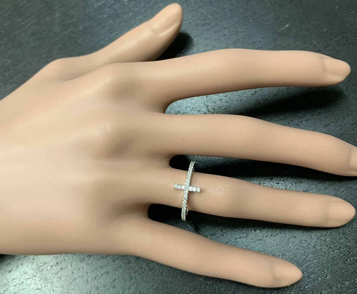 0.25ct Natural Diamond 14k Solid Rose Gold Cross Ring
