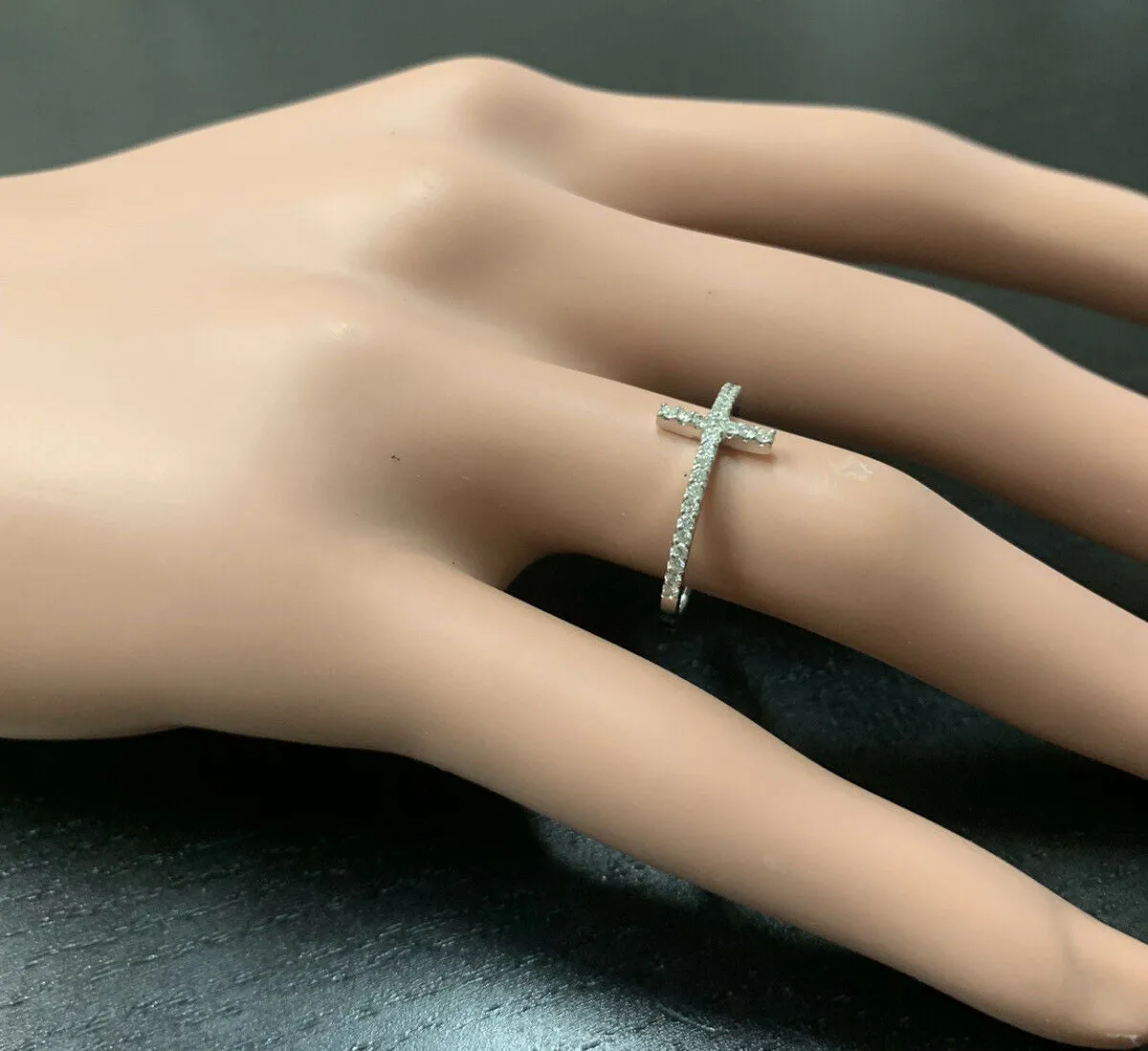 0.25ct Natural Diamond 14k Solid Yellow Gold Cross Ring