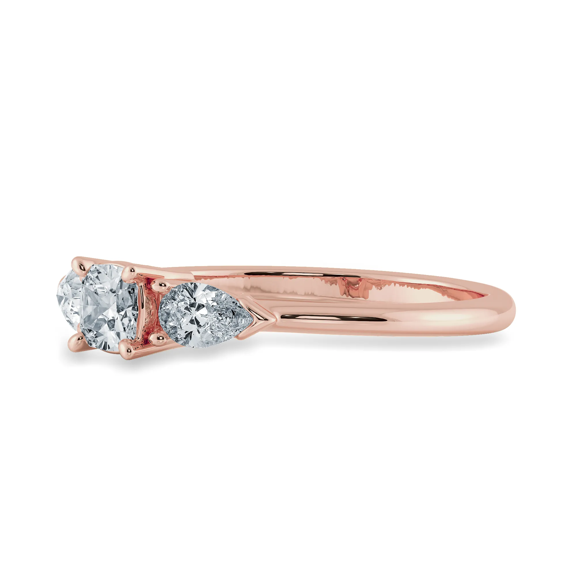 0.30cts. Cushion Cut Solitaire with Pear Cut Diamond Accents 18K Rose Gold Ring JL AU 1203R