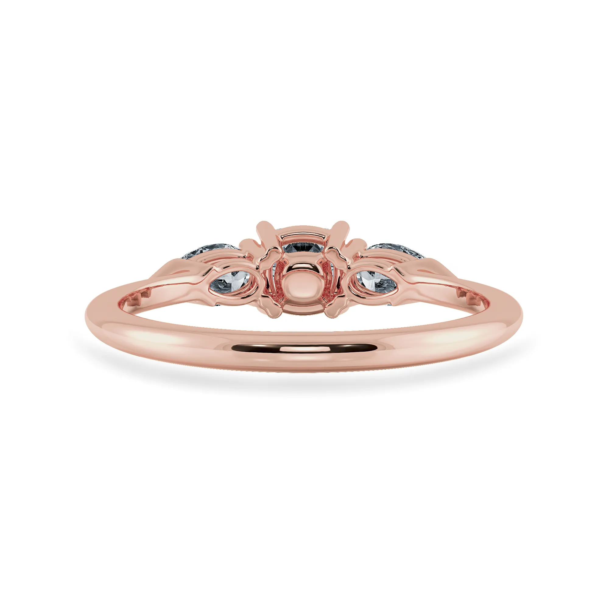 0.30cts. Cushion Cut Solitaire with Pear Cut Diamond Accents 18K Rose Gold Ring JL AU 1203R