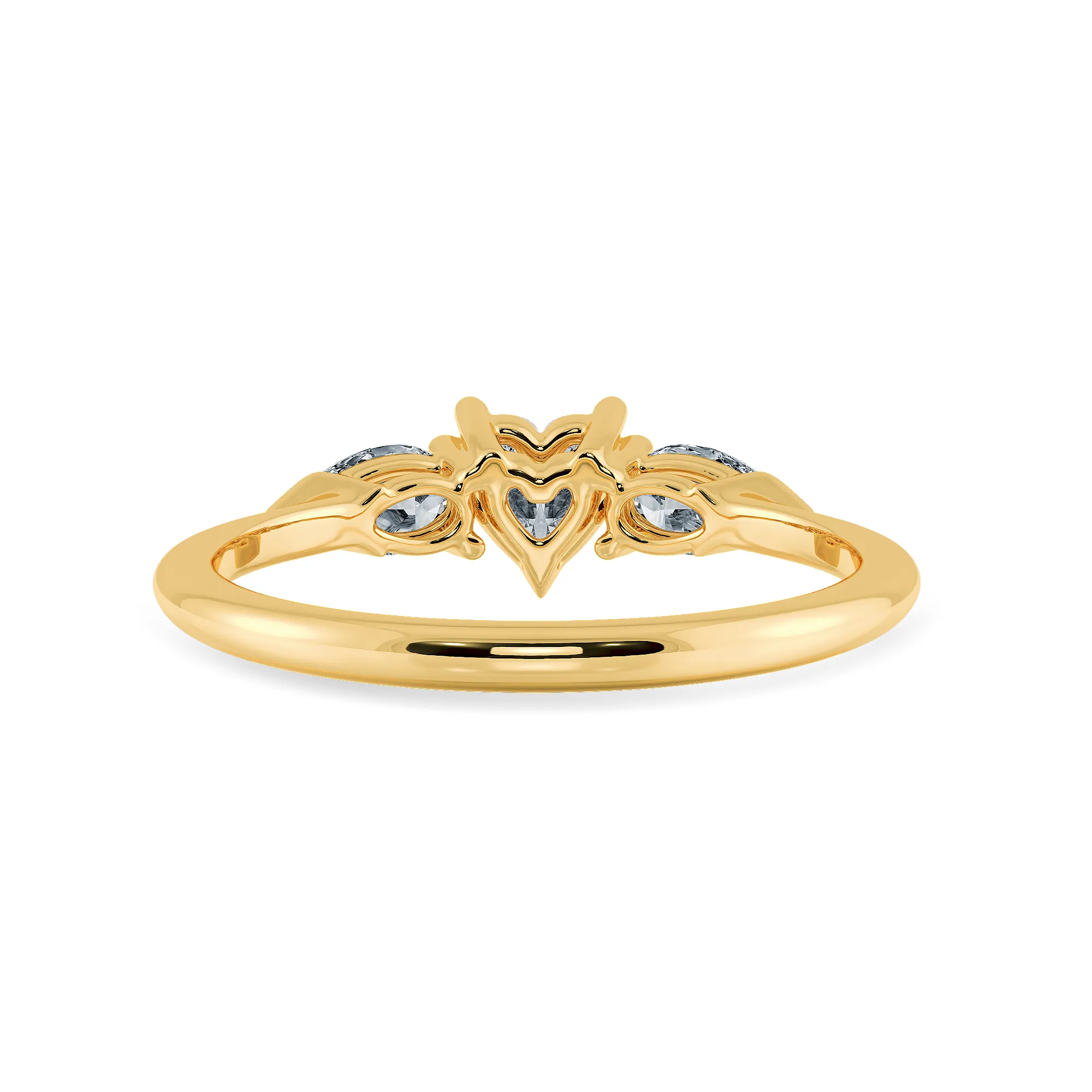 0.30cts. Heart Cut Solitaire with Pear Cut Diamond Accents 18K Yellow Gold Ring JL AU 1205Y