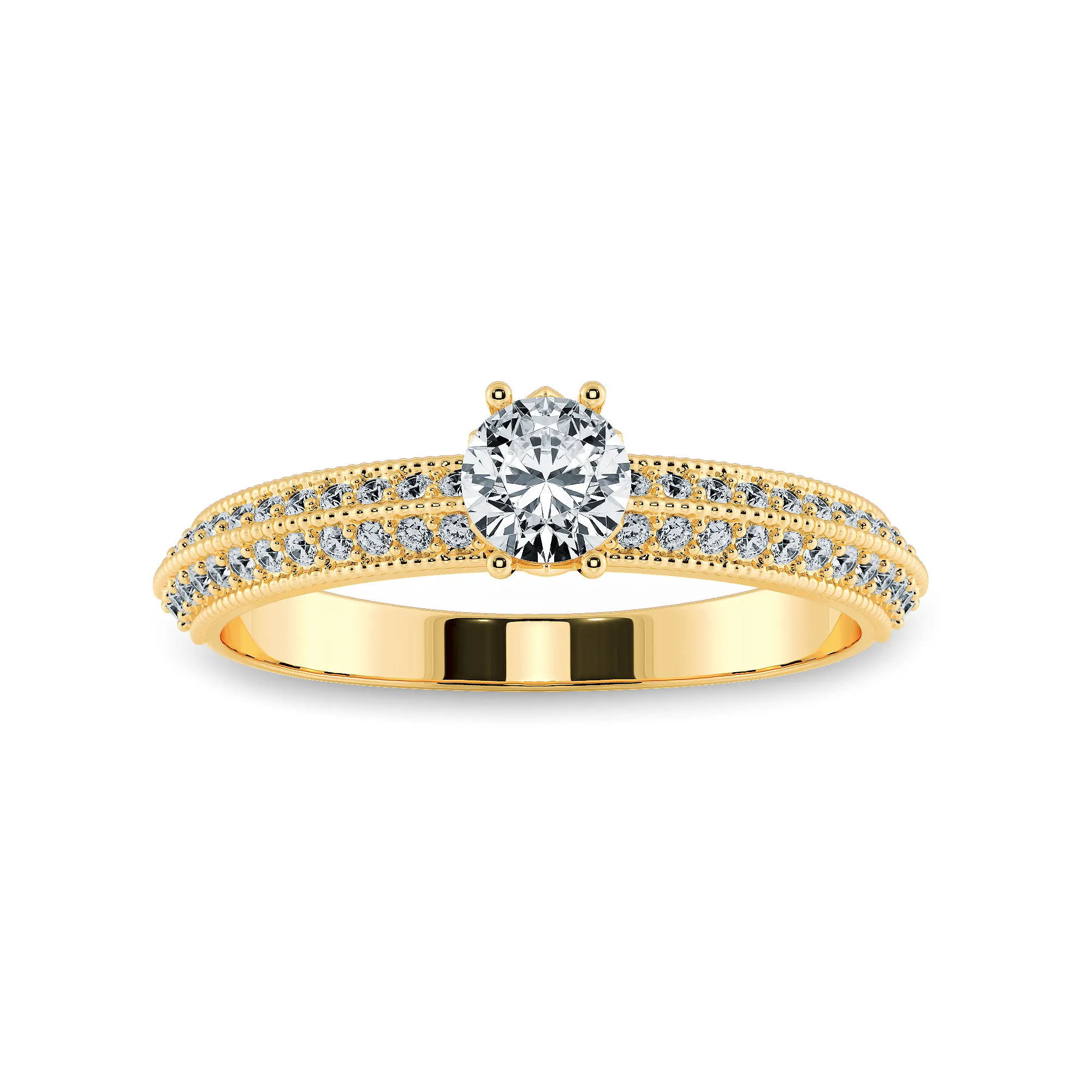 0.30cts. Solitaire Diamond Split Shank 18K Yellow Gold Ring JL AU 1185Y