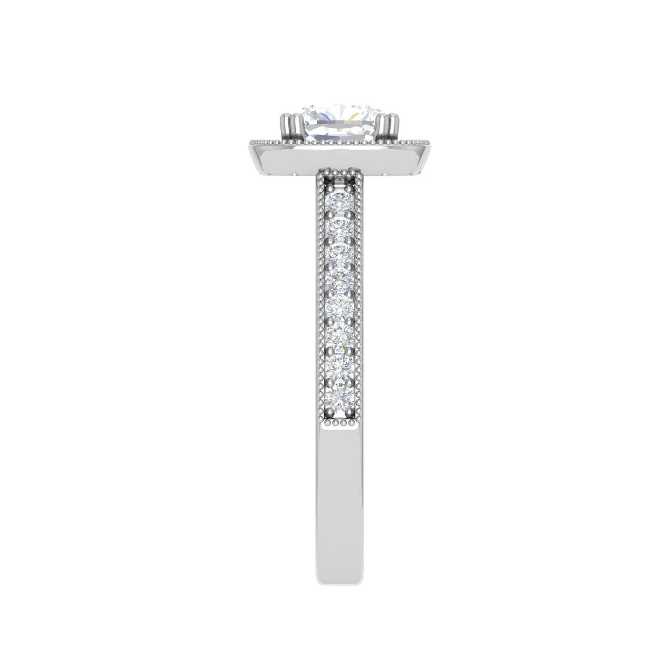 0.50 cts. Cushion Solitaire Halo Diamond Shank Platinum Ring JL PT RH CU 134
