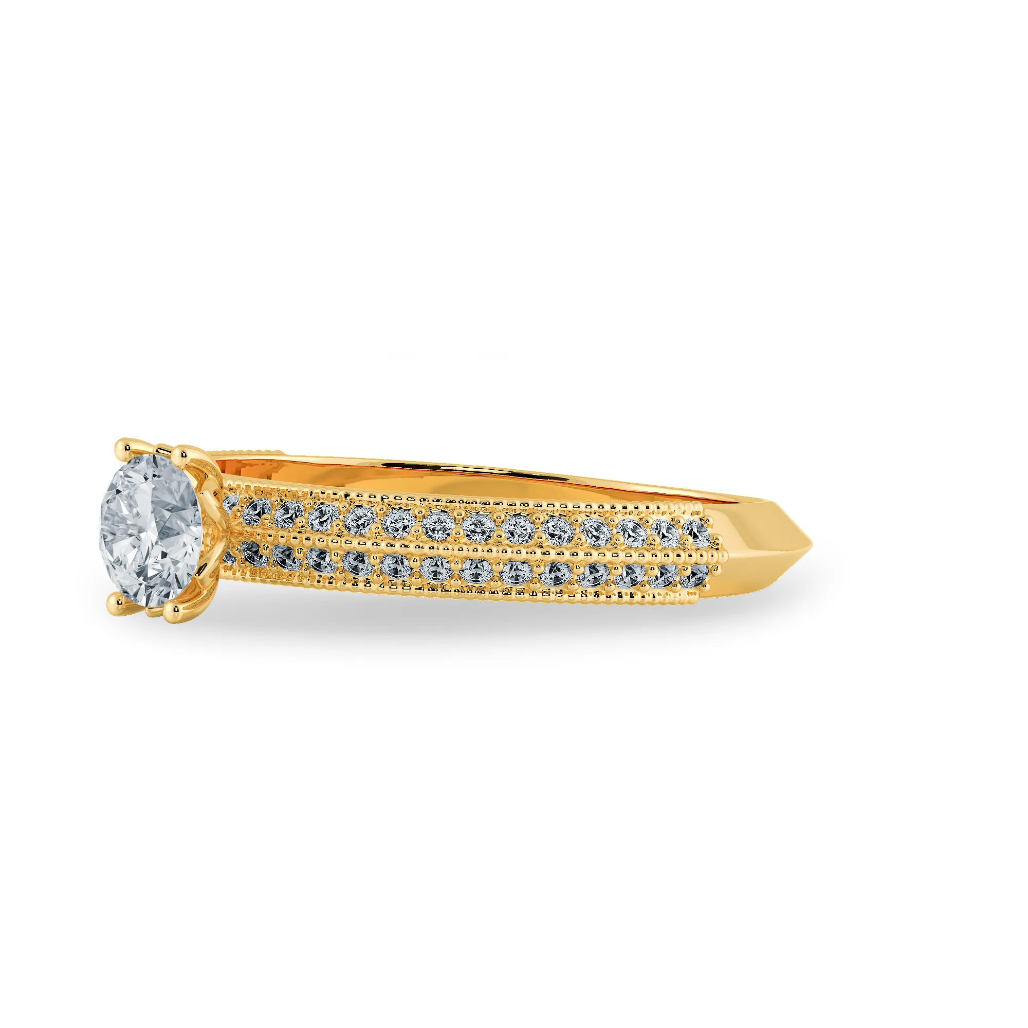 0.50cts. Solitaire Diamond Split Shank 18K Yellow Gold Ring JL AU 1185Y-A