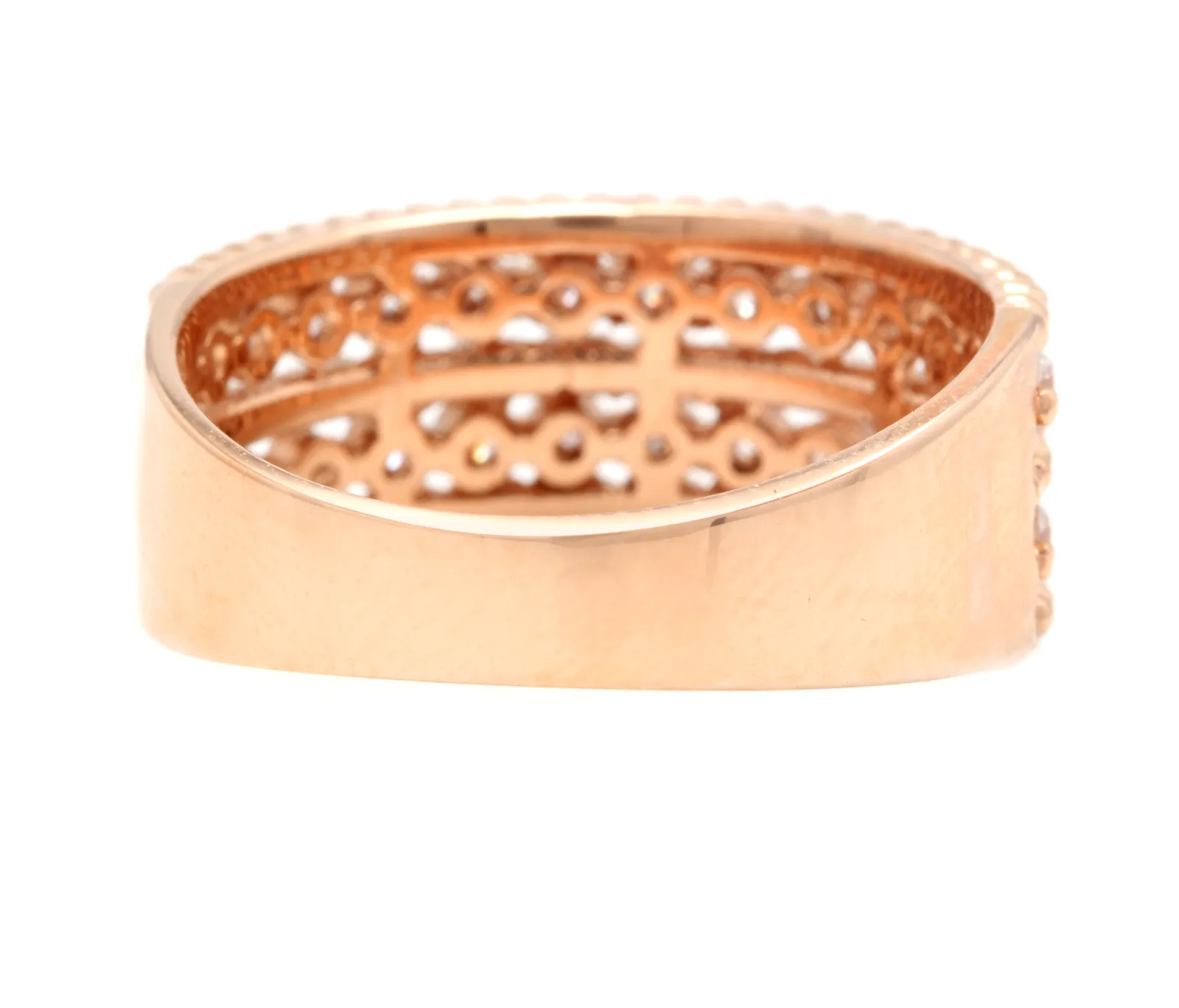 0.70Ct Natural Diamond 14K Solid Rose Gold Band Ring