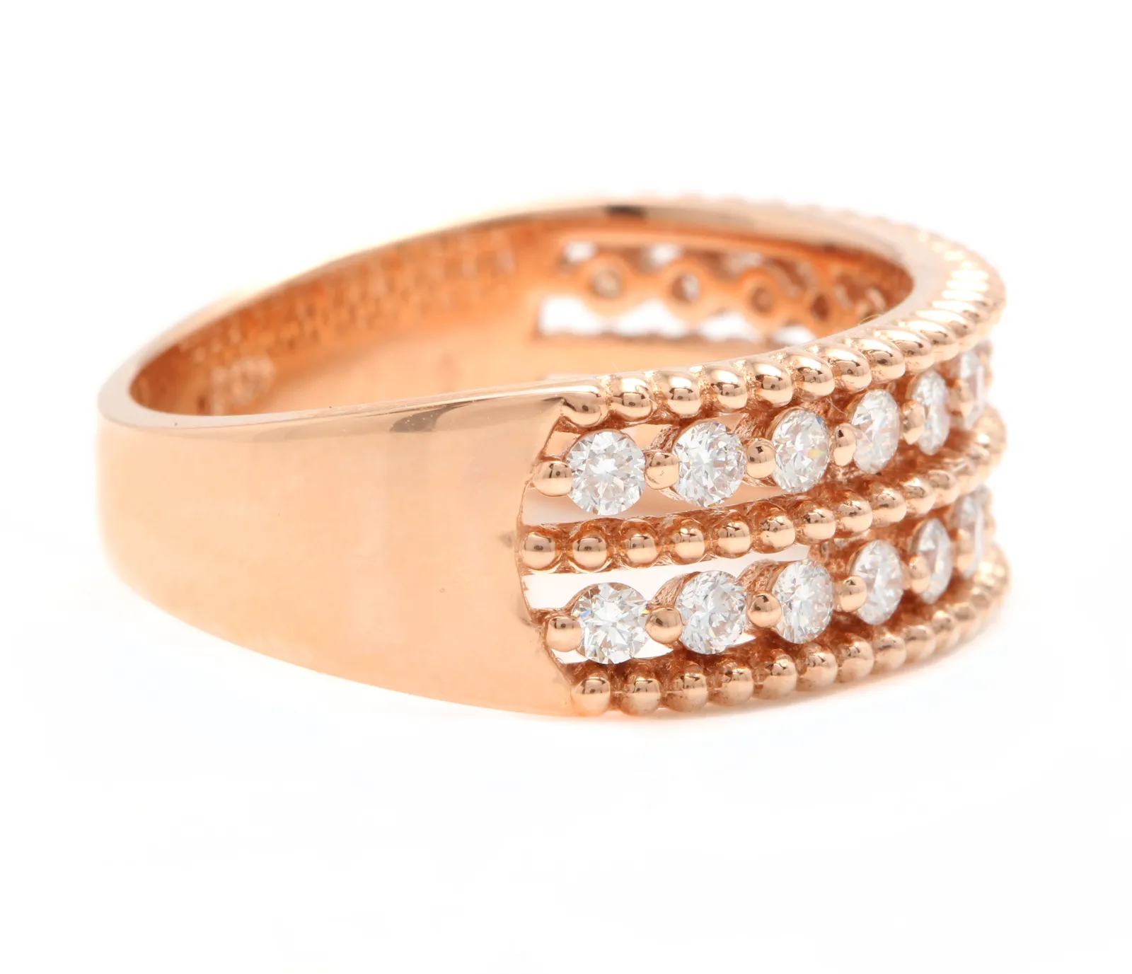 0.70Ct Natural Diamond 14K Solid Rose Gold Band Ring