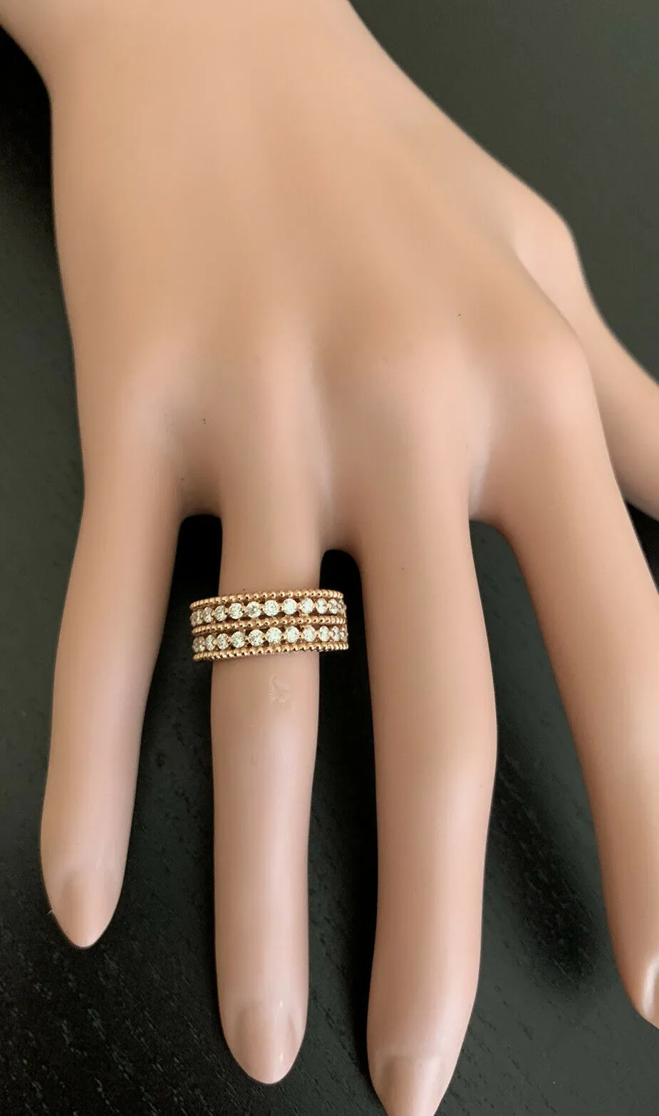 0.70Ct Natural Diamond 14K Solid Rose Gold Band Ring