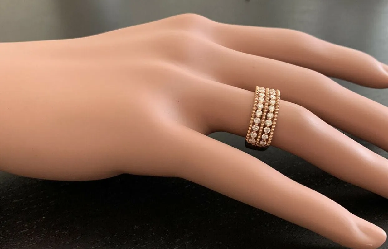 0.70Ct Natural Diamond 14K Solid Rose Gold Band Ring