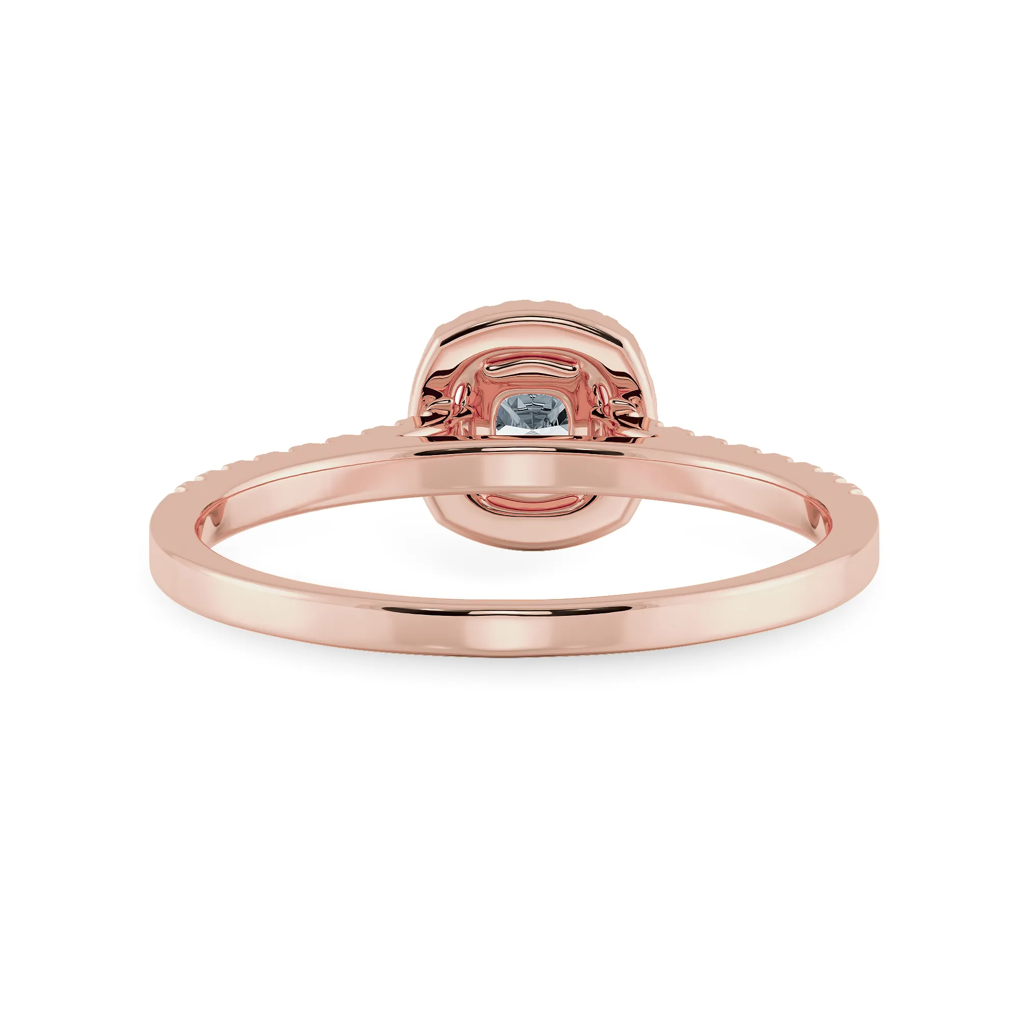 0.70cts. Cushion Cut Solitaire Halo Diamond Shank 18K Rose Gold Ring JL AU 1195R-A