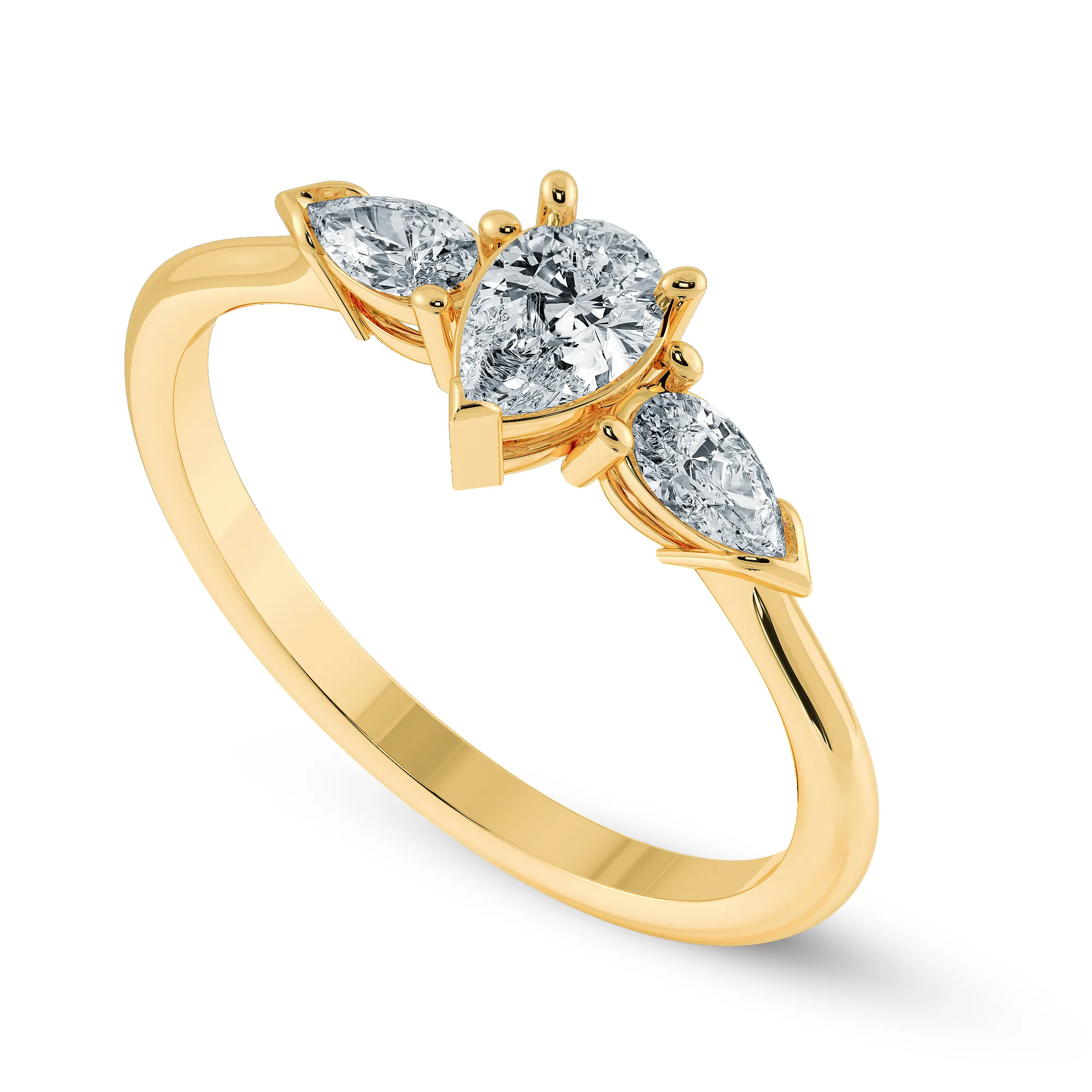0.70cts. Pear Cut Solitaire Diamond Accents 18K Yellow Gold Ring JL AU 1207Y-B