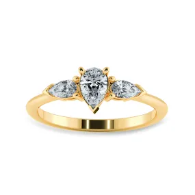 0.70cts. Pear Cut Solitaire Diamond Accents 18K Yellow Gold Ring JL AU 1207Y-B