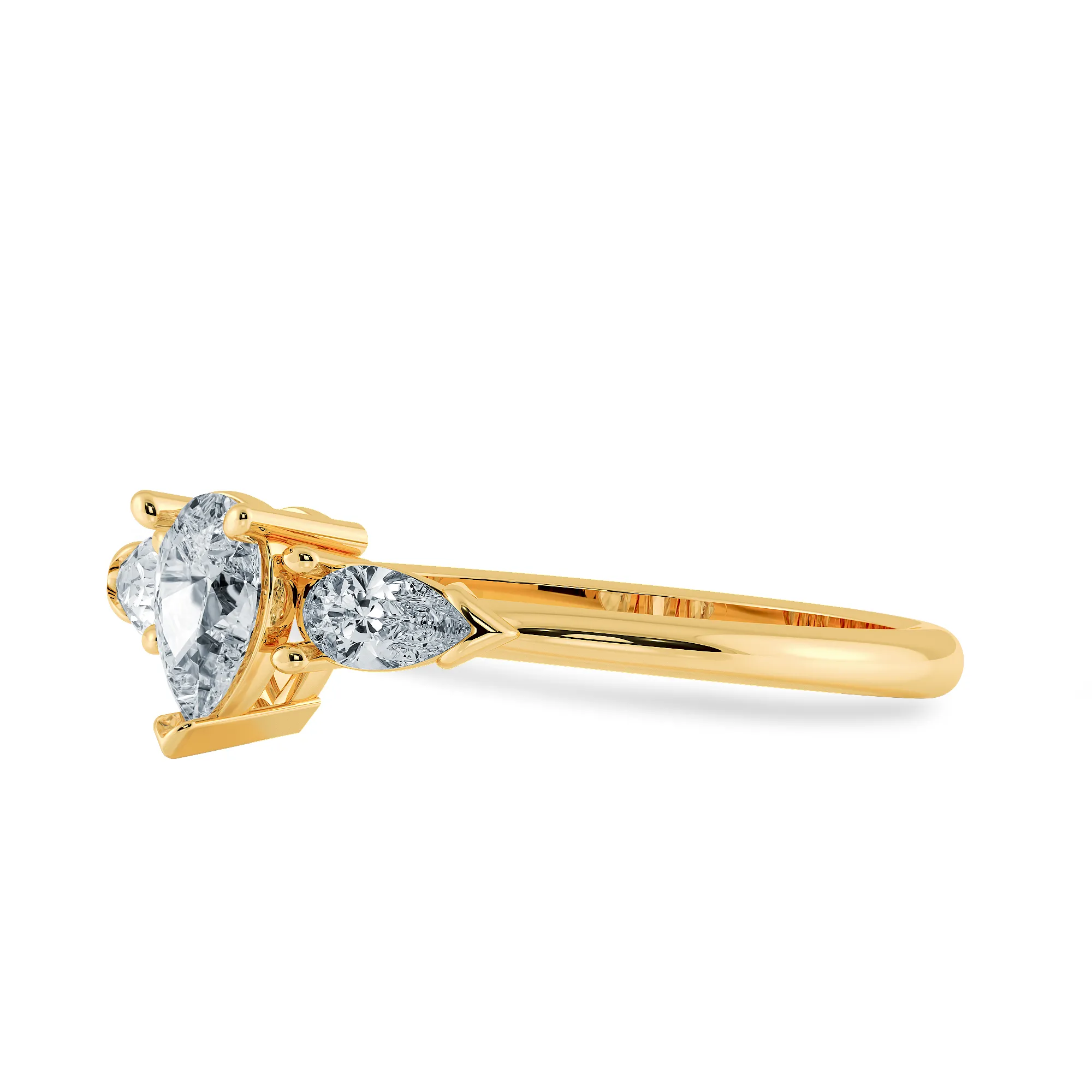 0.70cts. Pear Cut Solitaire Diamond Accents 18K Yellow Gold Ring JL AU 1207Y-B