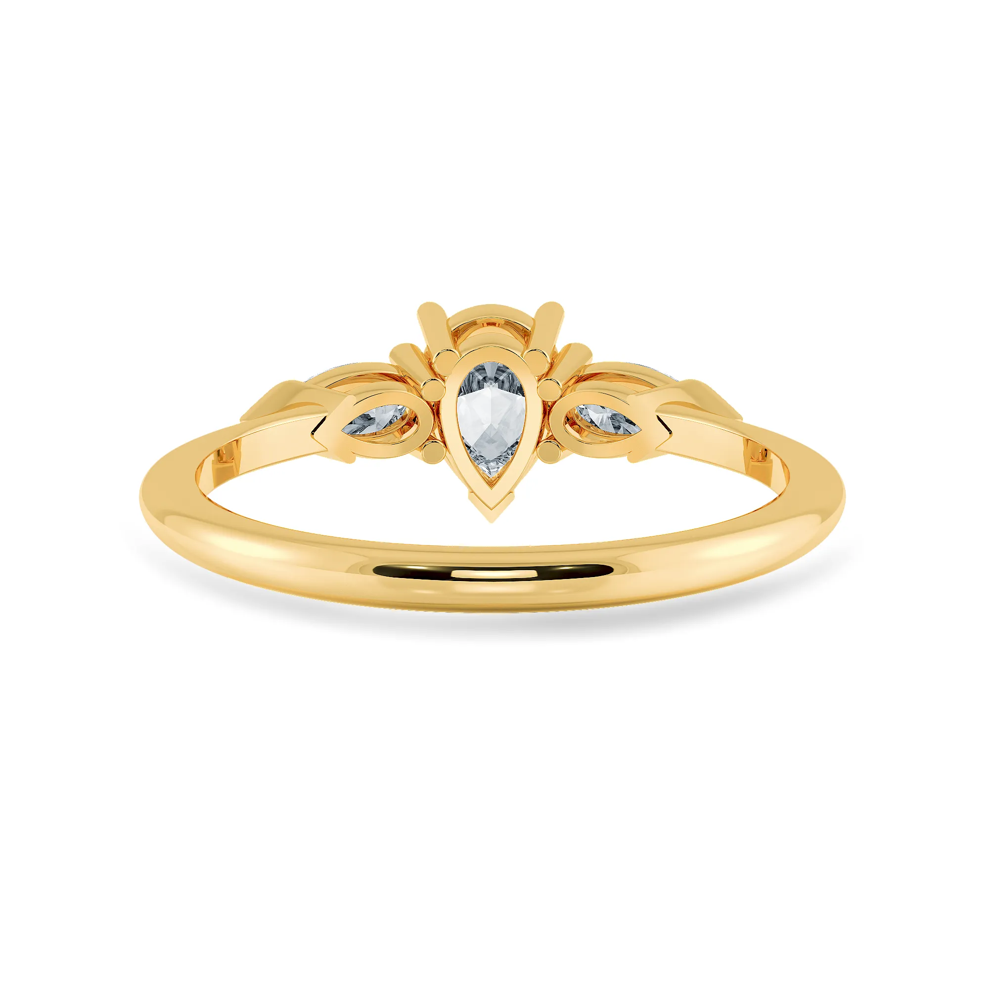 0.70cts. Pear Cut Solitaire Diamond Accents 18K Yellow Gold Ring JL AU 1207Y-B