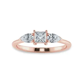 0.70cts. Princess Cut Solitaire with Pear Cut Diamond Diamond 18K Rose Gold Ring JL AU 2021R-B