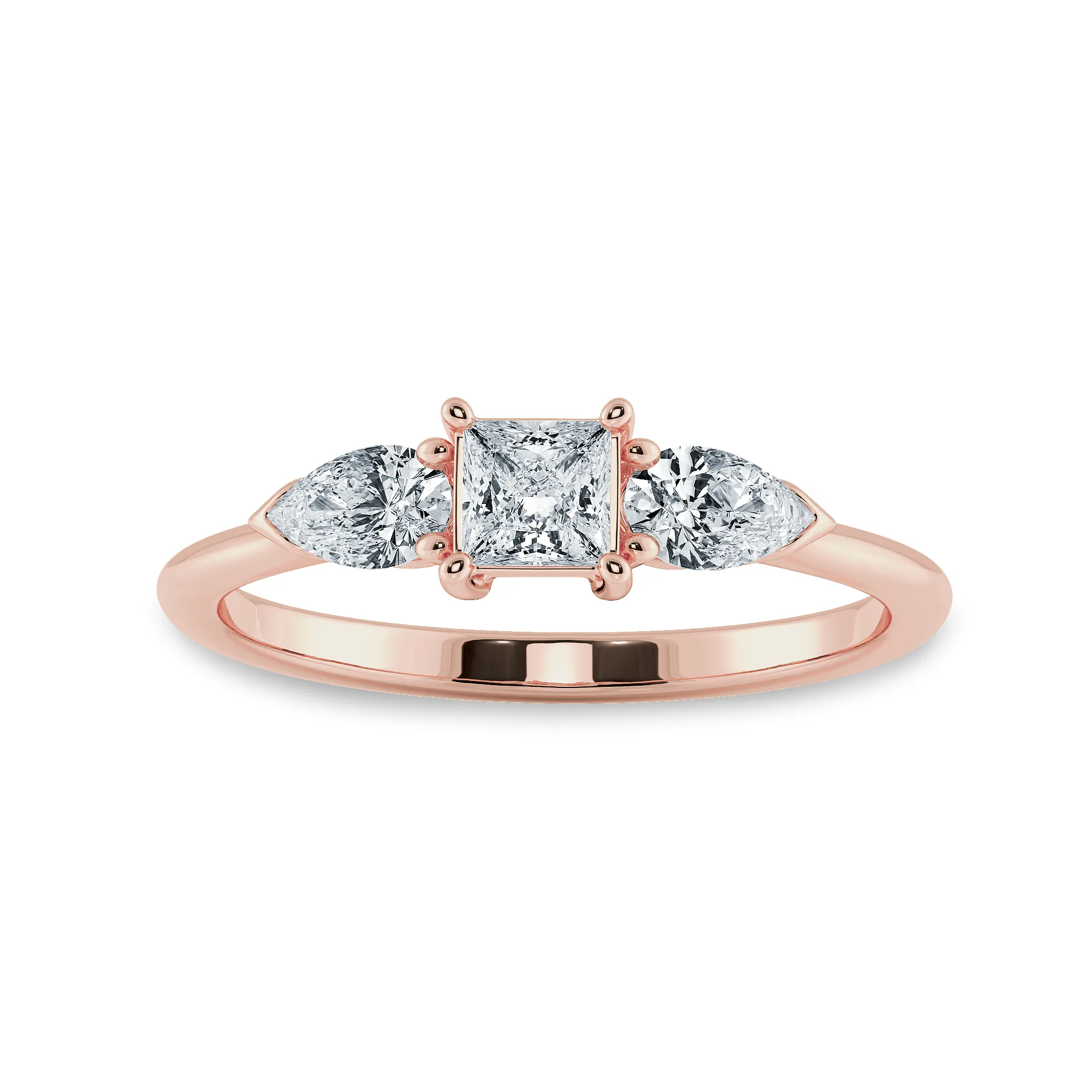 0.70cts. Princess Cut Solitaire with Pear Cut Diamond Diamond 18K Rose Gold Ring JL AU 2021R-B