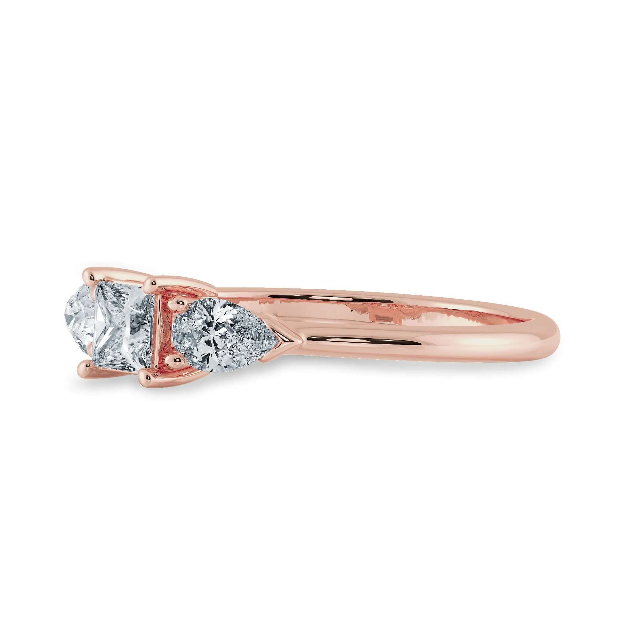 0.70cts. Princess Cut Solitaire with Pear Cut Diamond Diamond 18K Rose Gold Ring JL AU 2021R-B
