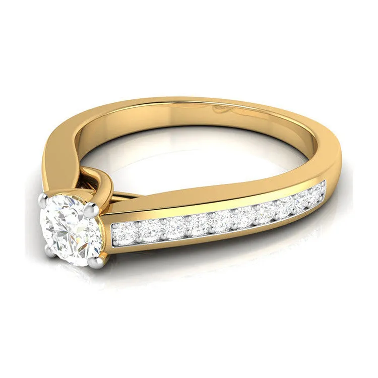1-Carat Lab Grown Solitaire 18K Yellow Gold Diamond Shank Ring JL AU LG G-120Y-C
