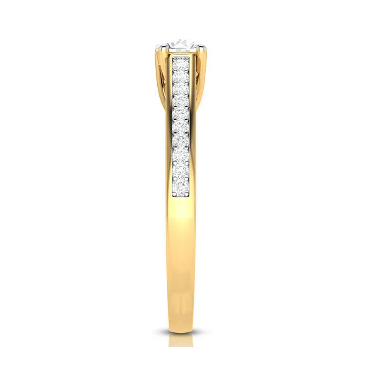 1-Carat Lab Grown Solitaire 18K Yellow Gold Diamond Shank Ring JL AU LG G-120Y-C