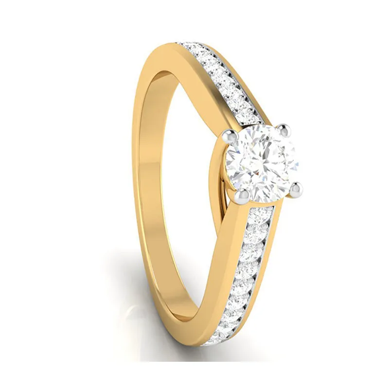 1-Carat Lab Grown Solitaire 18K Yellow Gold Diamond Shank Ring JL AU LG G-120Y-C
