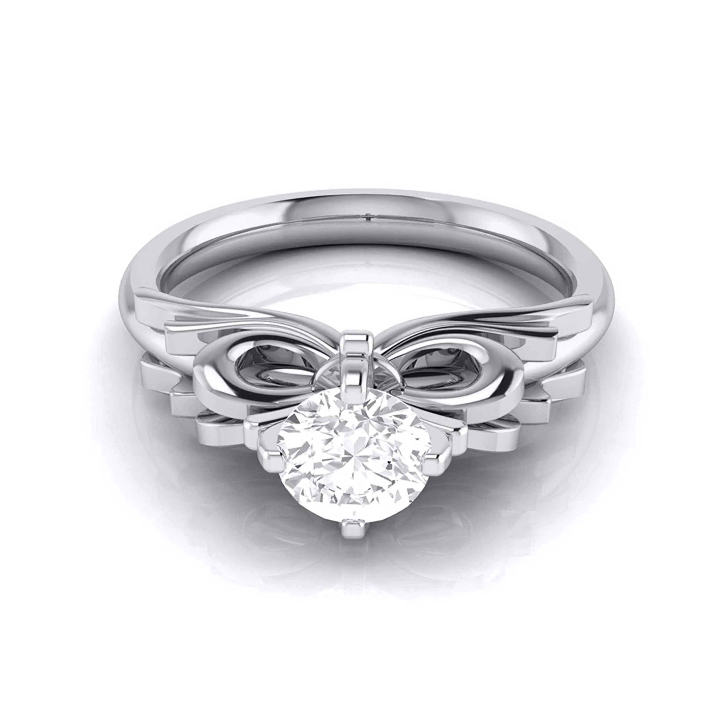 1-Carat Lab Grown Solitaire Designer Bow Platinum Ring JL PT LG G 108-C