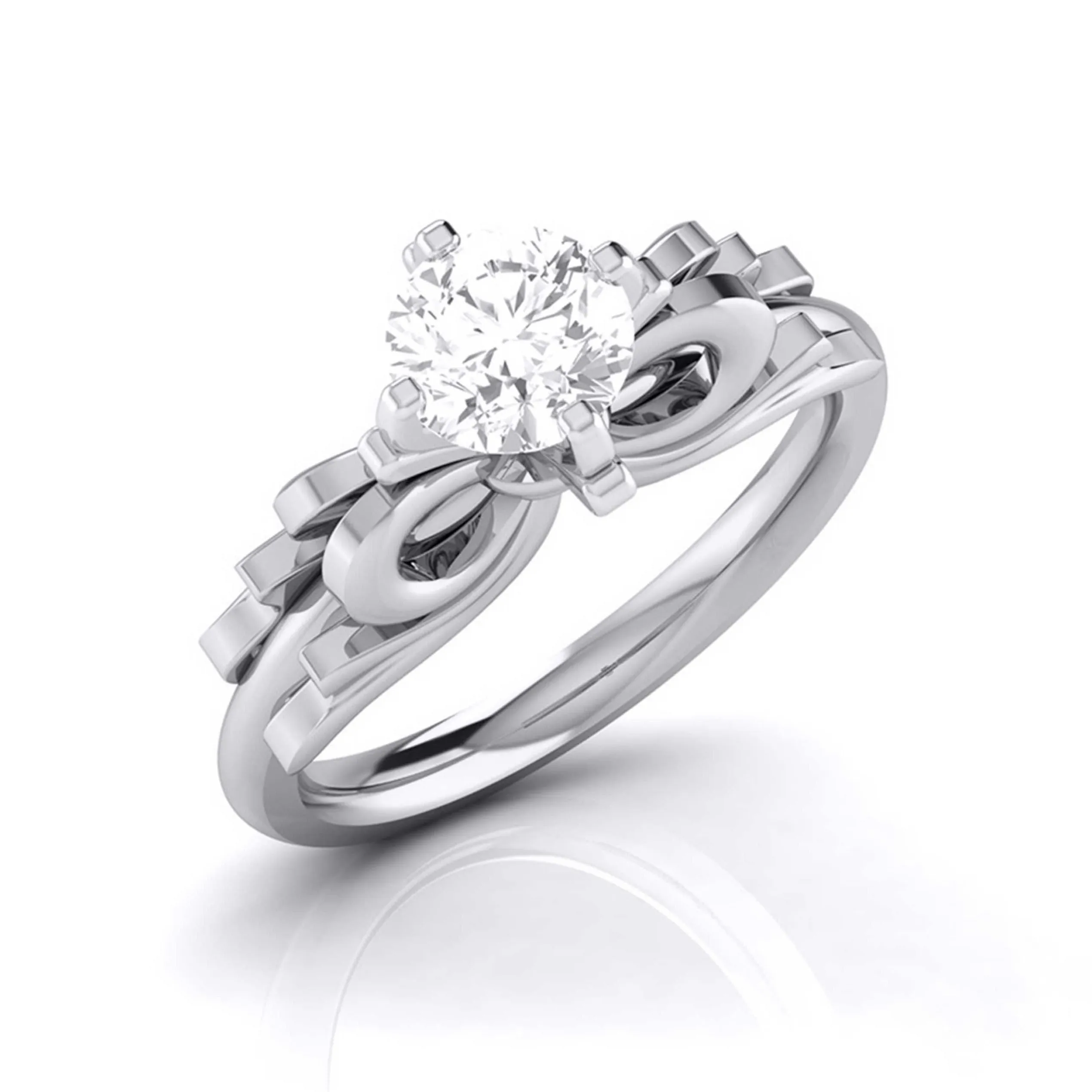 1-Carat Lab Grown Solitaire Designer Bow Platinum Ring JL PT LG G 108-C