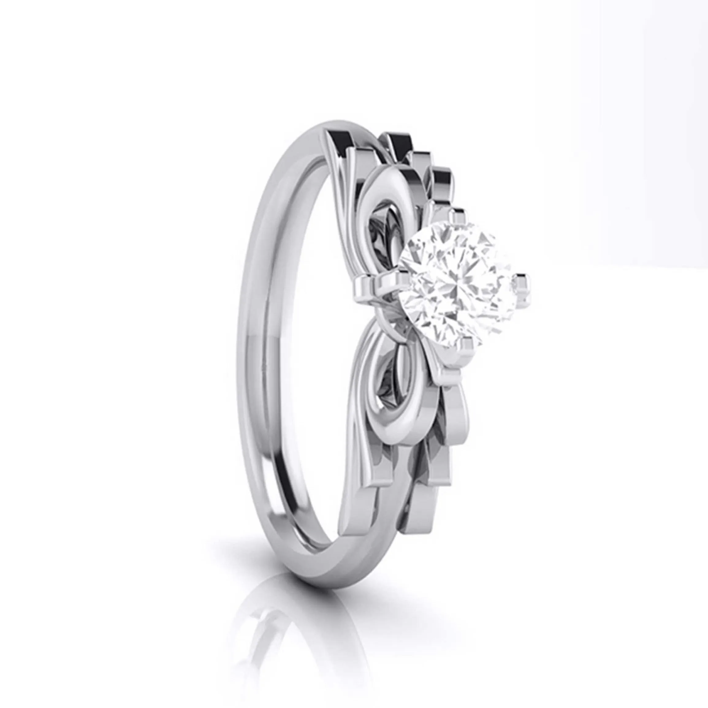 1-Carat Lab Grown Solitaire Designer Bow Platinum Ring JL PT LG G 108-C
