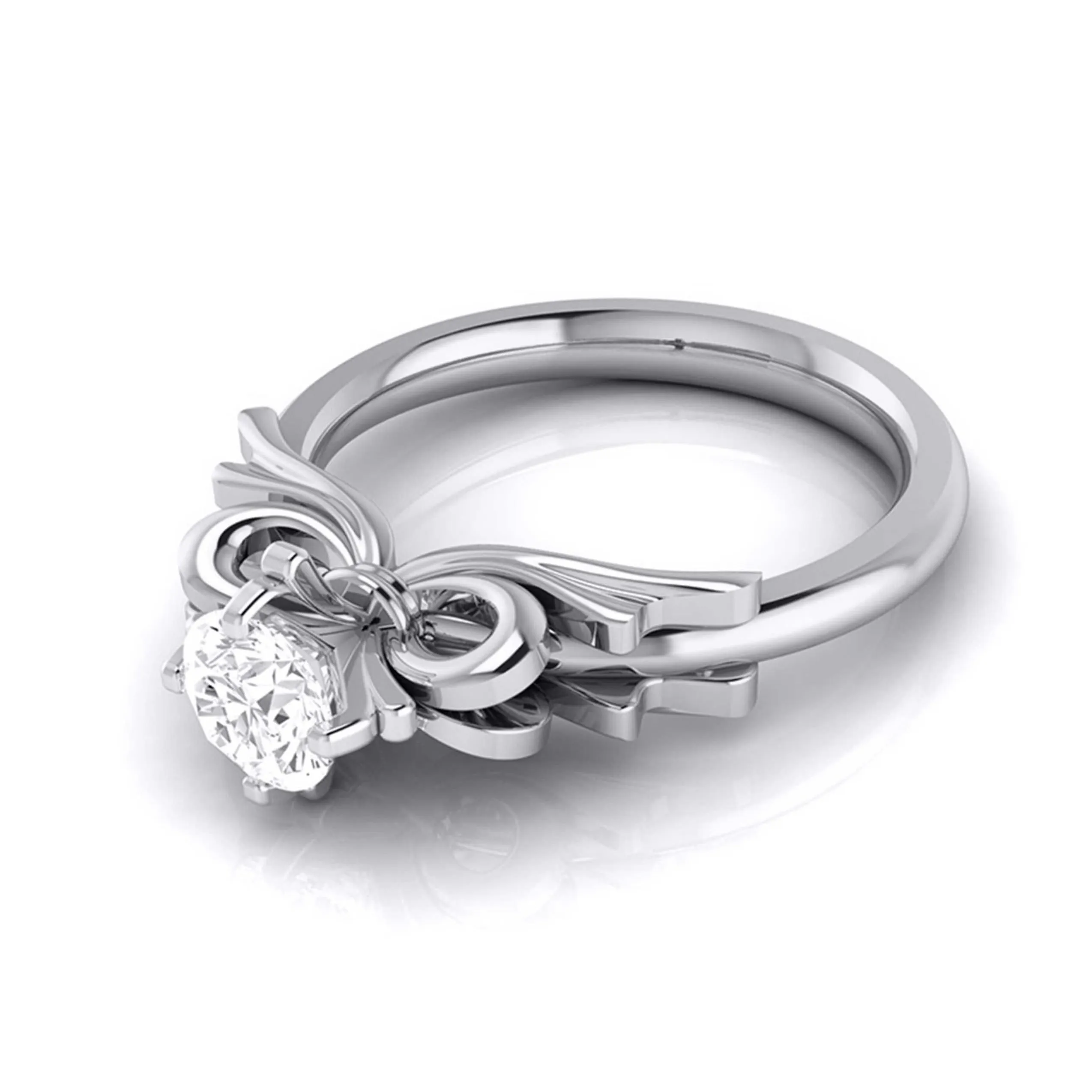 1-Carat Lab Grown Solitaire Designer Bow Platinum Ring JL PT LG G 108-C
