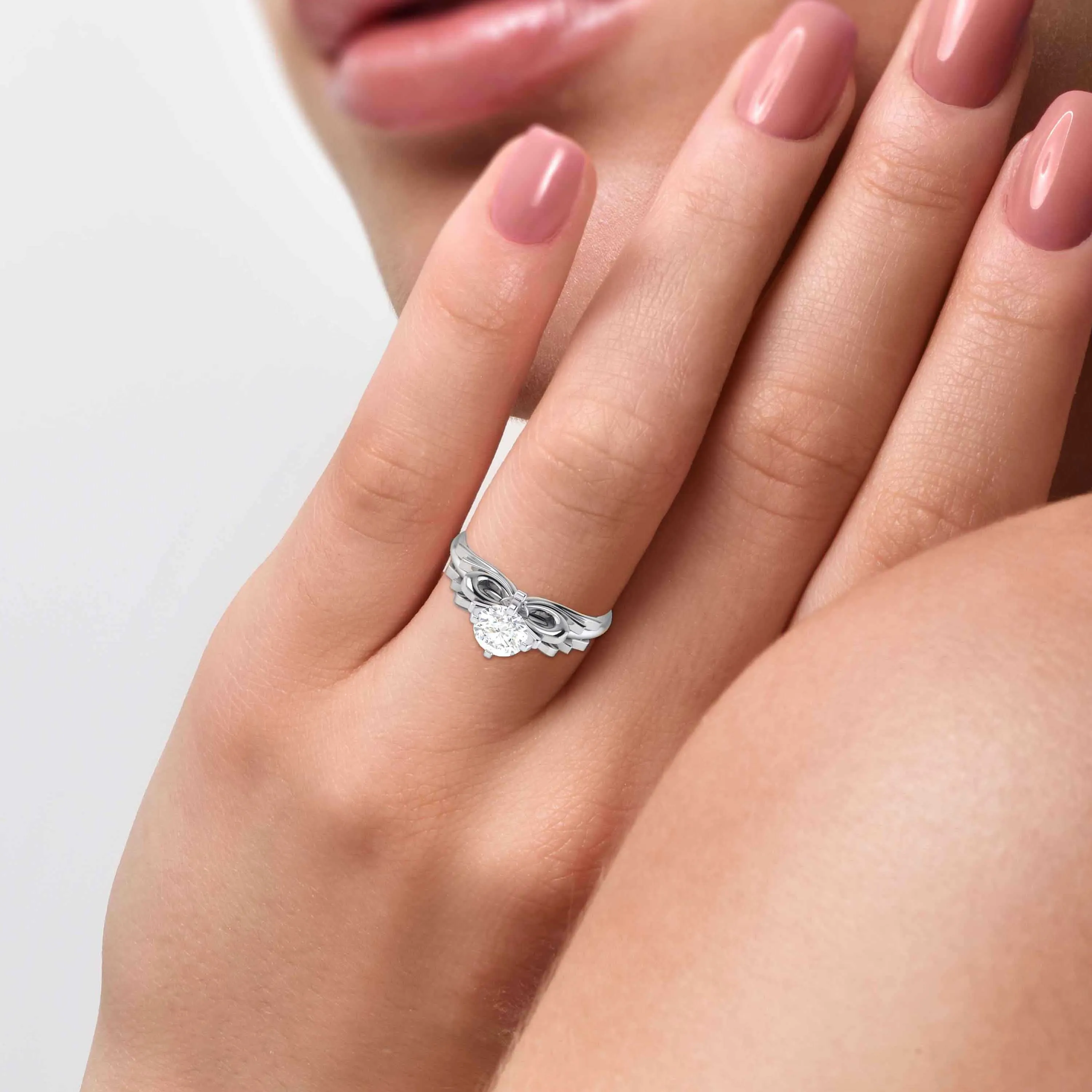 1-Carat Lab Grown Solitaire Designer Bow Platinum Ring JL PT LG G 108-C