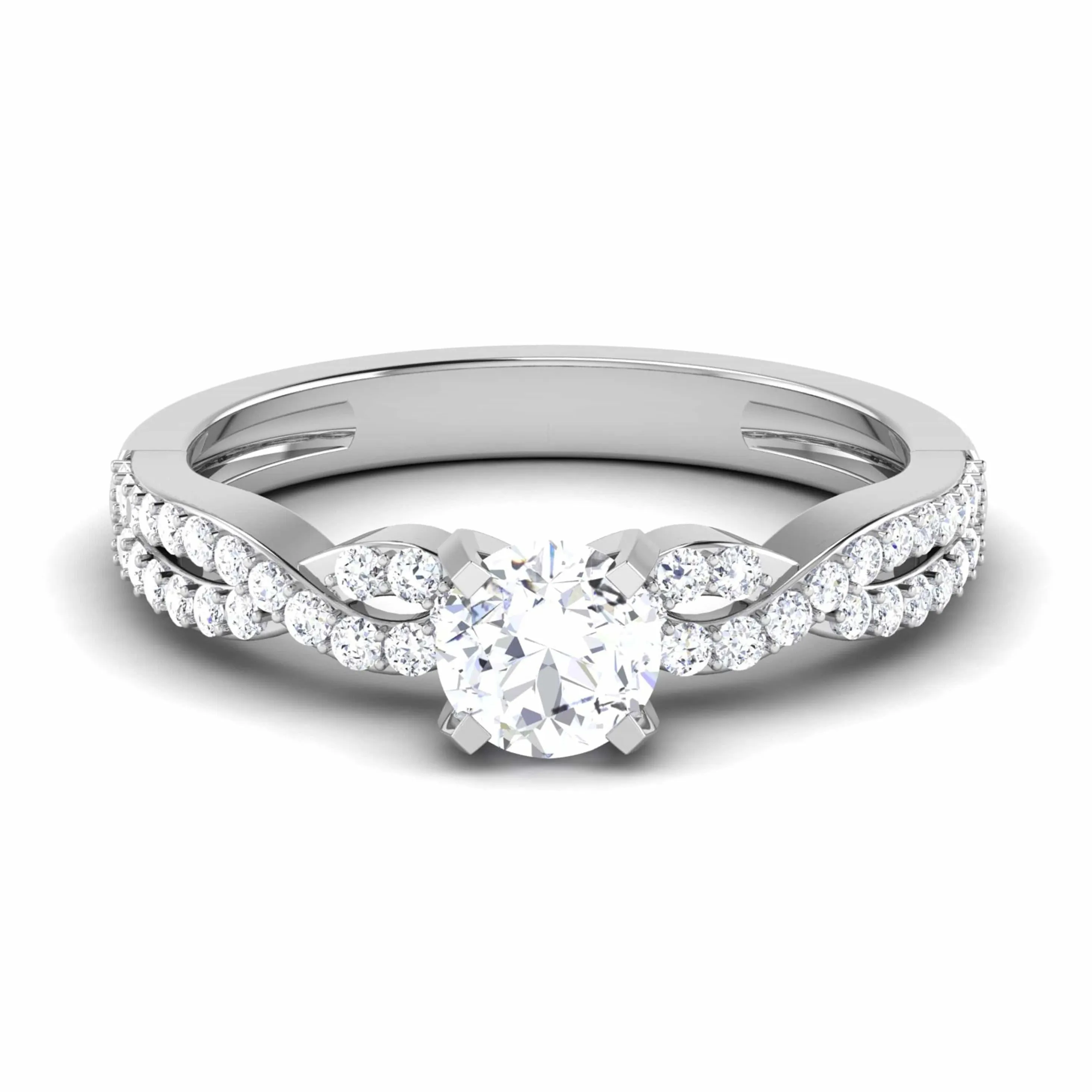 1-Carat Lab Grown Solitaire Double Shank Diamond Engagement Platinum Ring JL PT LG G 6994-B
