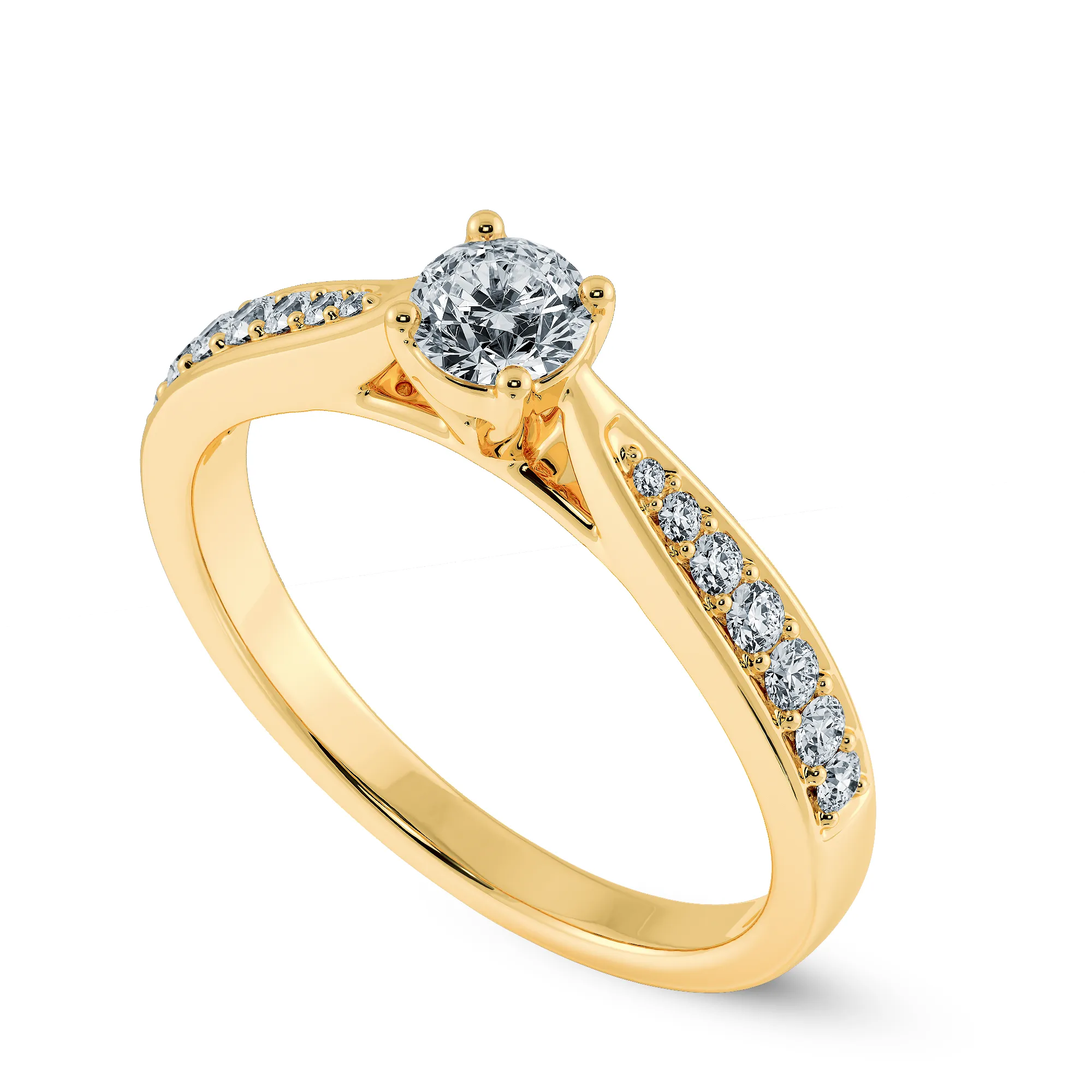 1-Carat Solitaire Diamond Shank 18K Yellow Gold Ring JL AU 1286Y-C