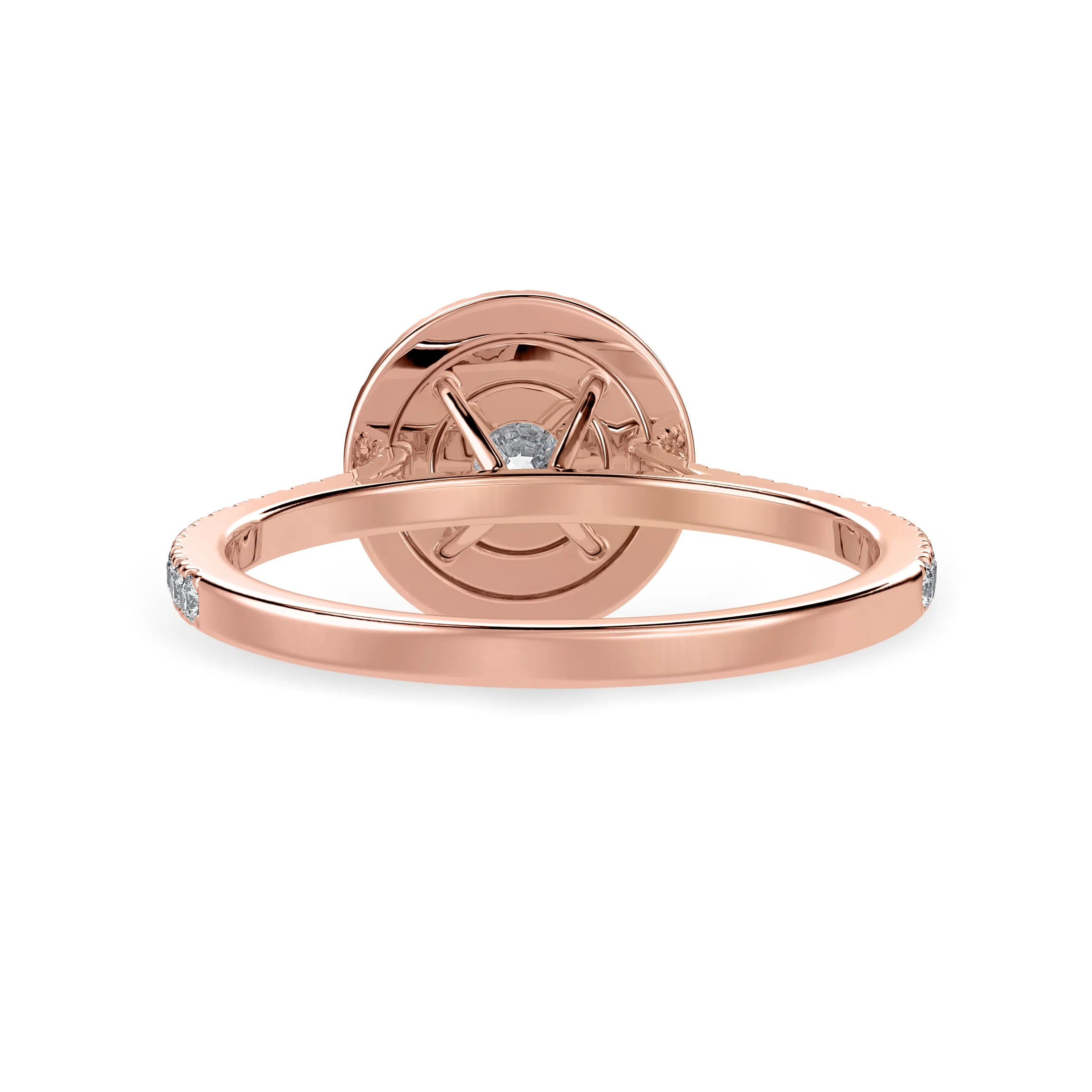 1-Carat Solitaire Double Halo Diamond Shank 18K Rose Gold Ring JL AU 1302R-C