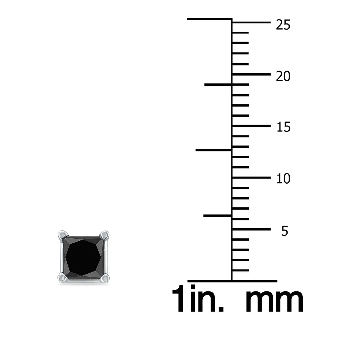 1 Carat TW Princess Square Black Diamond Solitaire Earrings in 10K White Gold
