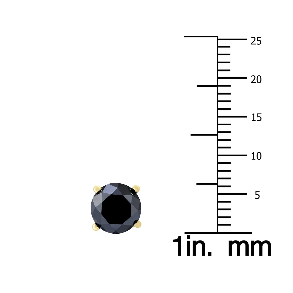 1 Carat Tw Round Black Diamond Solitaire Stud Earrings In 10K Yellow Gold