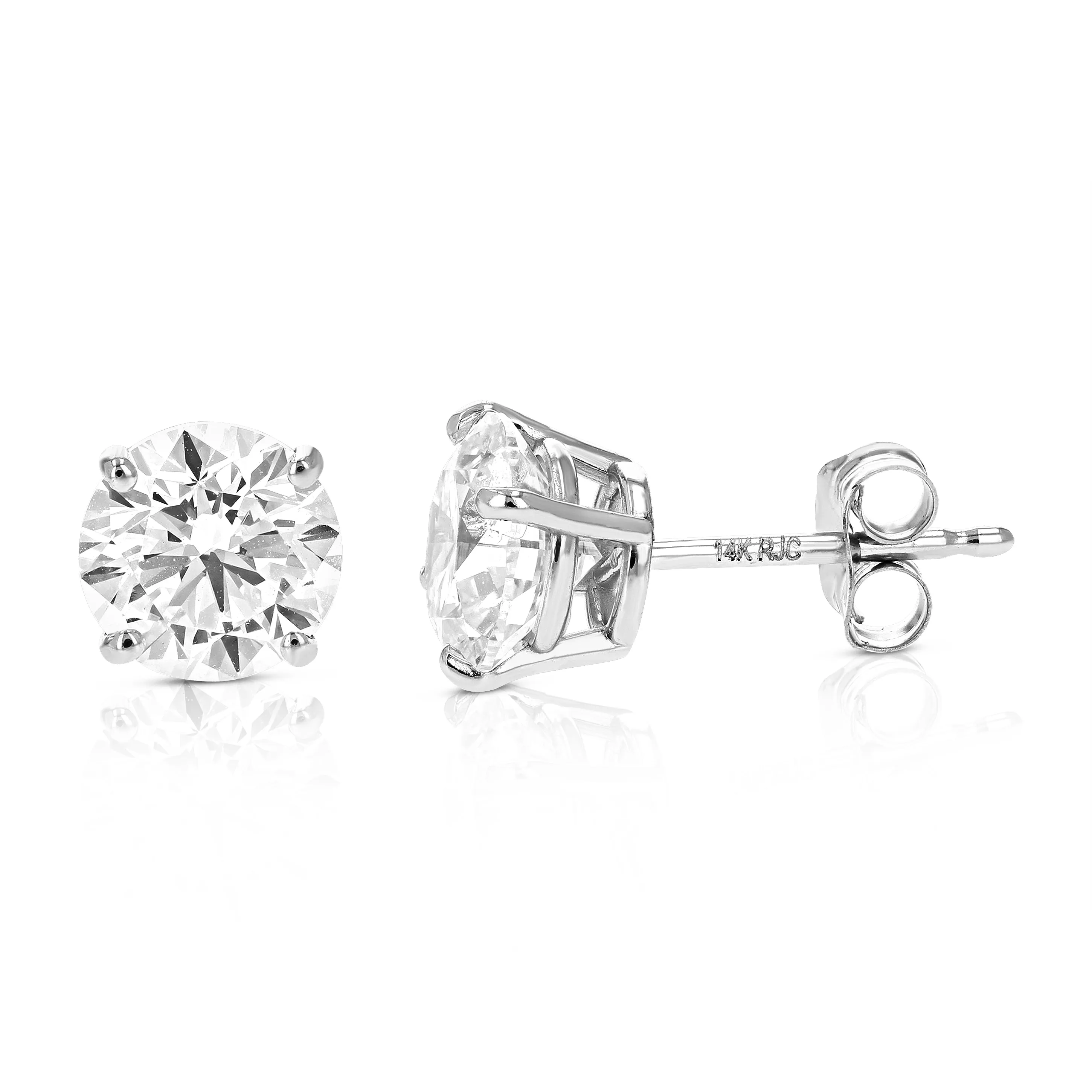 1/2 to 2 cttw Lab Grown Diamond Stud Earrings 14K White Gold VS1 Clarity H-I Color Round