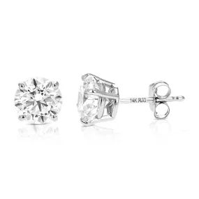 1/2 to 2 cttw Lab Grown Diamond Stud Earrings 14K White Gold VS1 Clarity H-I Color Round