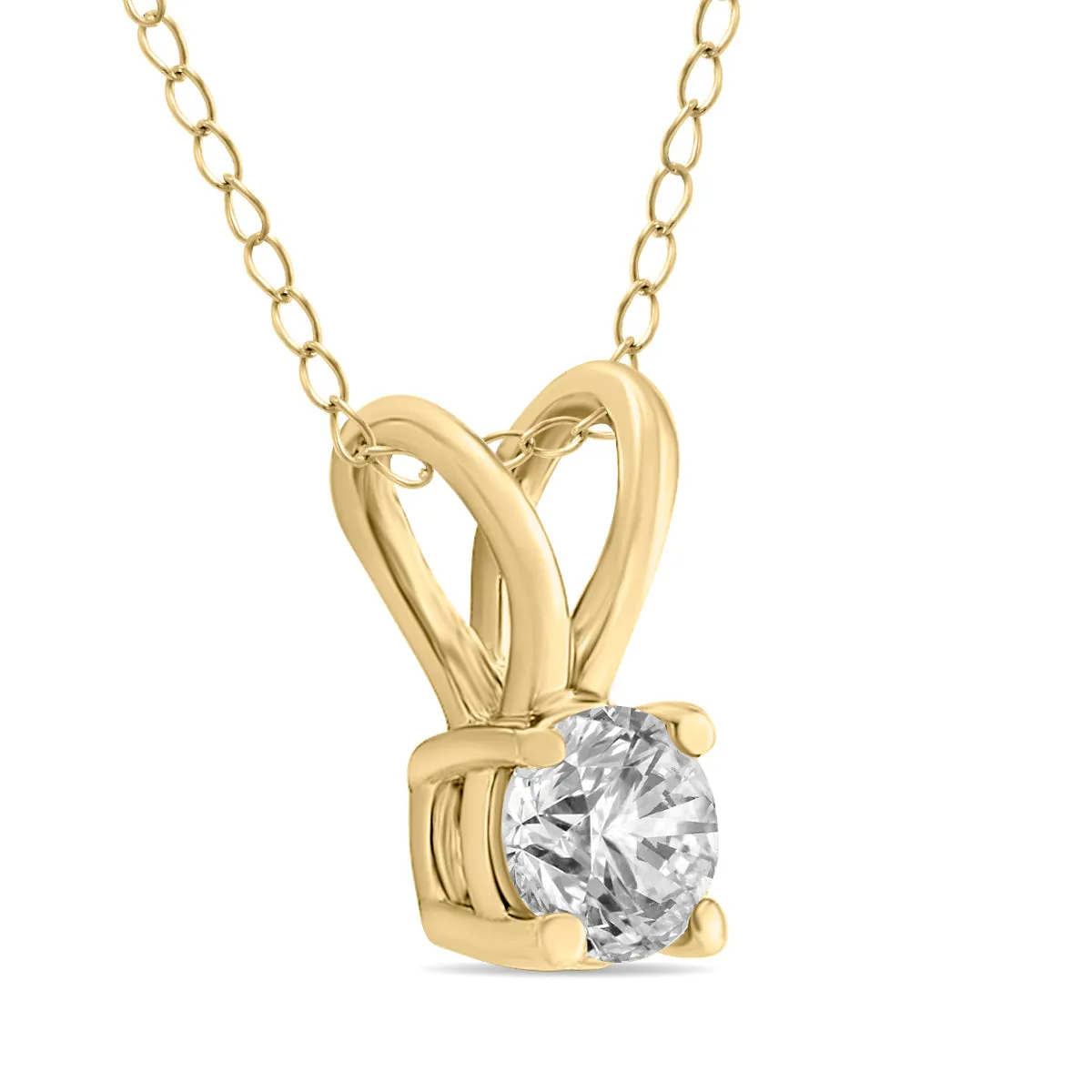1/4 Carat Round Diamond Solitaire Pendant In 14K Yellow Gold