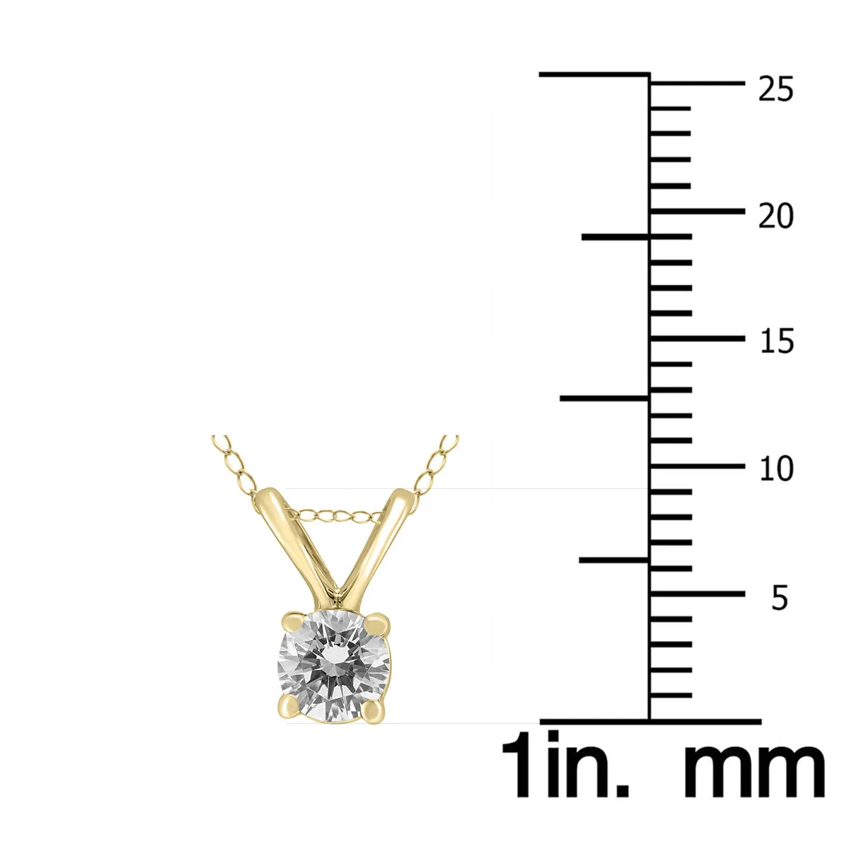 1/4 Carat Round Diamond Solitaire Pendant In 14K Yellow Gold