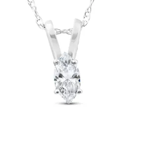 1/4ct Marquise Solitaire 14K Diamond White Gold Pendant