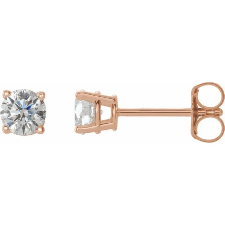 14K Rose 1/2 CTW Natural Diamond Stud Earrings with Friction Post