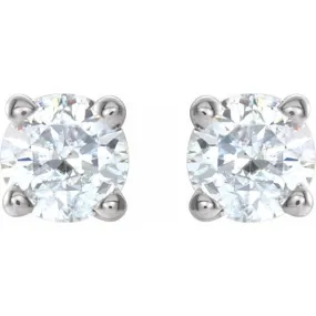 14K White 1/4 CTW Natural Diamond Stud Earrings with Friction Post