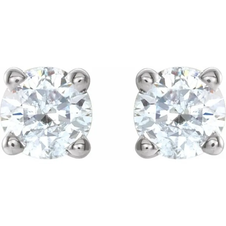 14K White 1/4 CTW Natural Diamond Stud Earrings with Friction Post