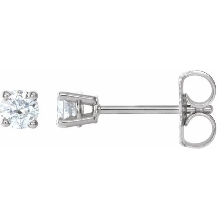 14K White 3/8 CTW Natural Diamond Lightweight Basket Earring Mounting