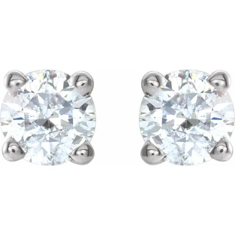 14K White 3/8 CTW Natural Diamond Lightweight Basket Earring Mounting