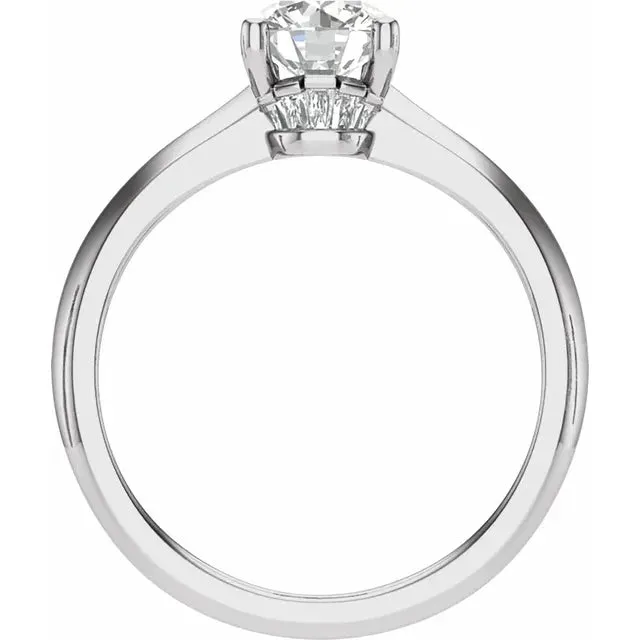 14K White Gold 4.9 mm Round .08 CTW Natural Diamond Semi-Set Engagement Ring