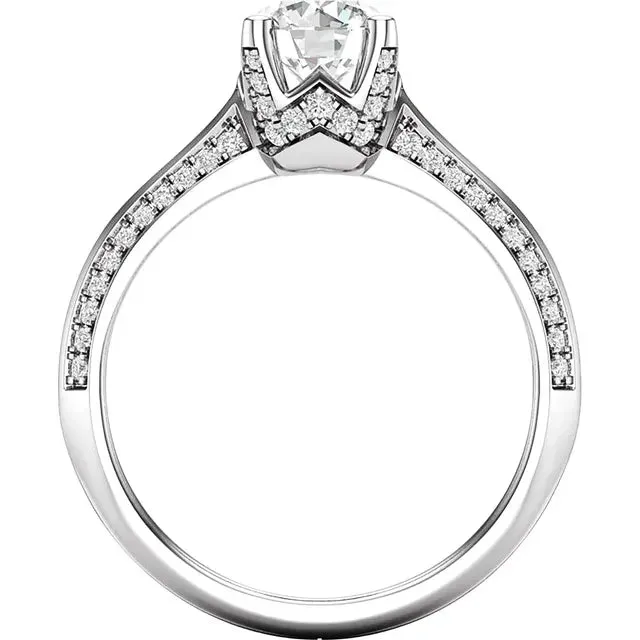 14K White Gold 6.5 mm Round 1/3 CTW Natural Diamond Semi-Set Engagement Ring