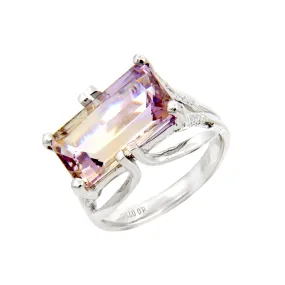 14K White Gold Amethyst and Diamond Ring - 20509644